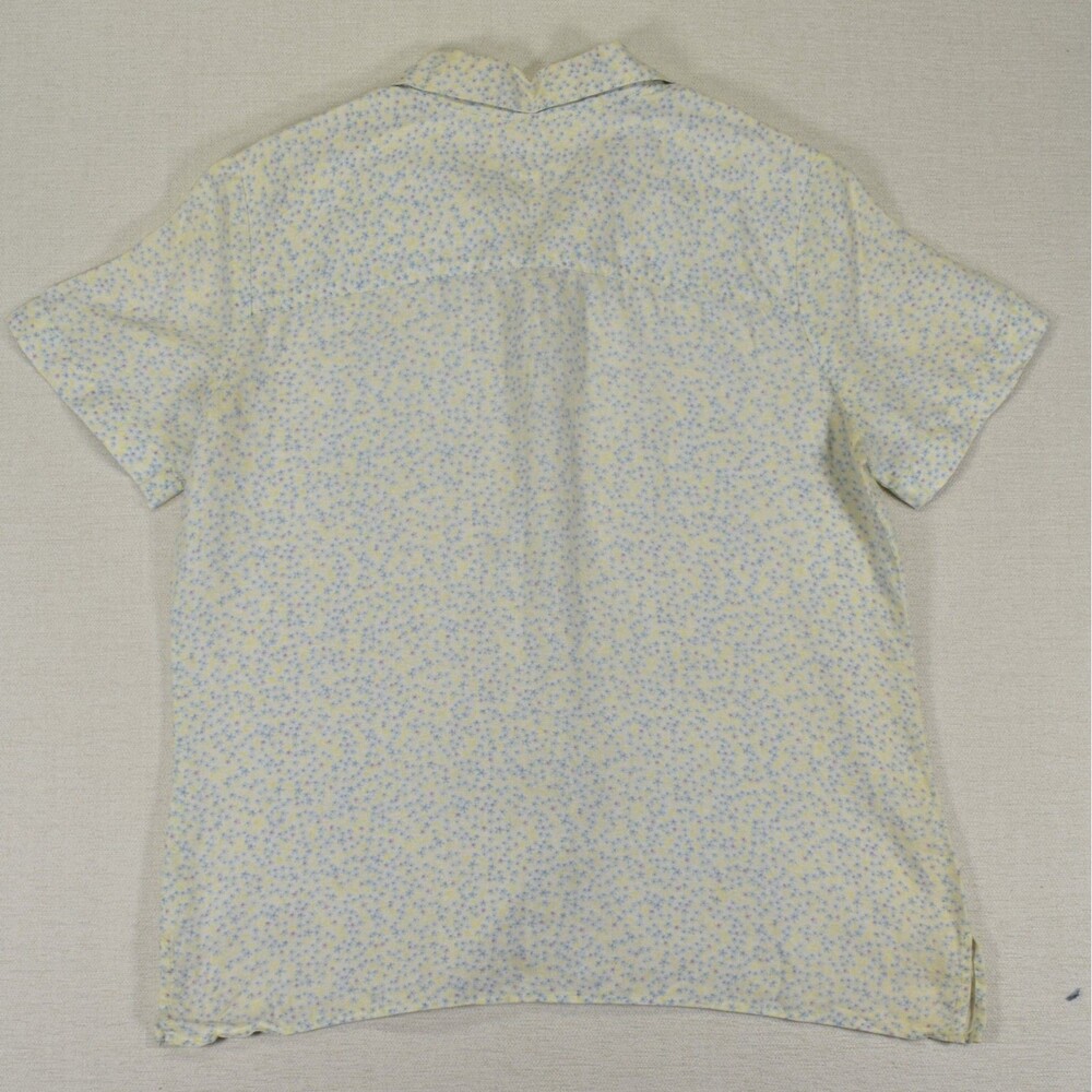 Vintage Liz Claiborne Lizsport Medium Petite Linen Shirt Floral Yellow Blue 90s - Picture 3 of 7